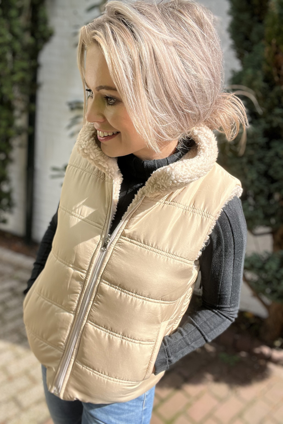 Teddy Gilet Beige