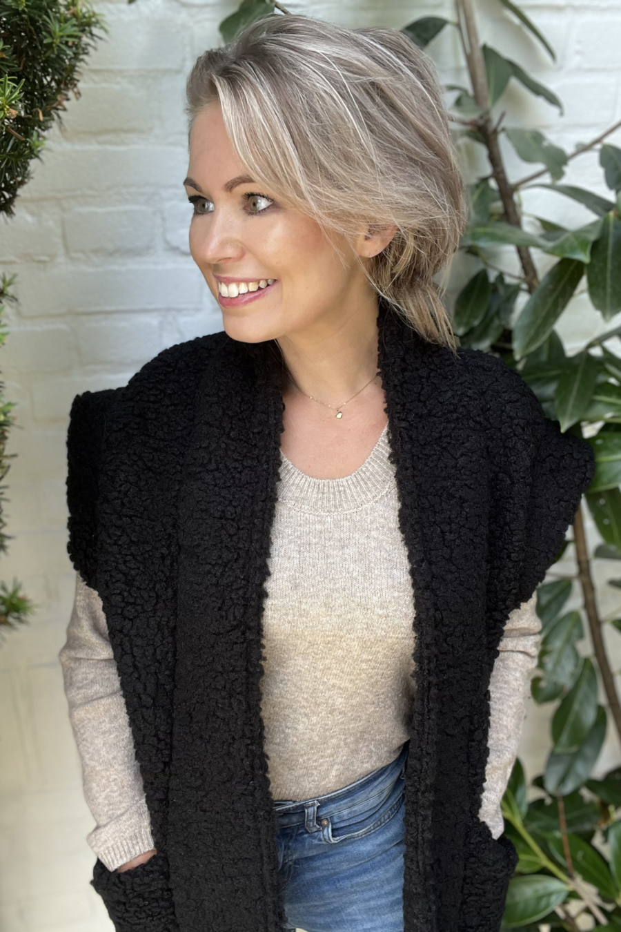 lichtbruine sweater met teddy gilet copy